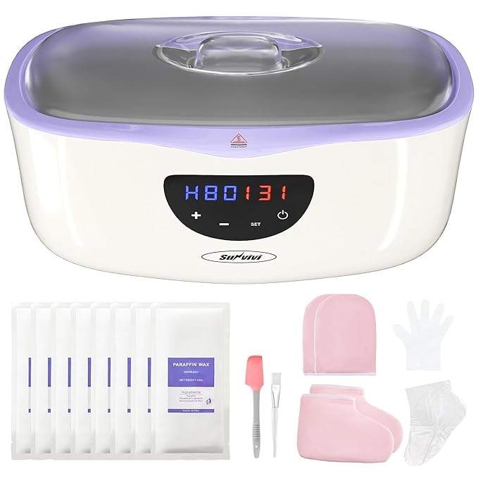 4000ml Paraffin Wax Machine for Hands and Feet, Paraffin Wax Warmer Kit with Auto-time & Temperature Control, Paraffin Bath Machine for Hands w/ 8Pack Refills, Purple
