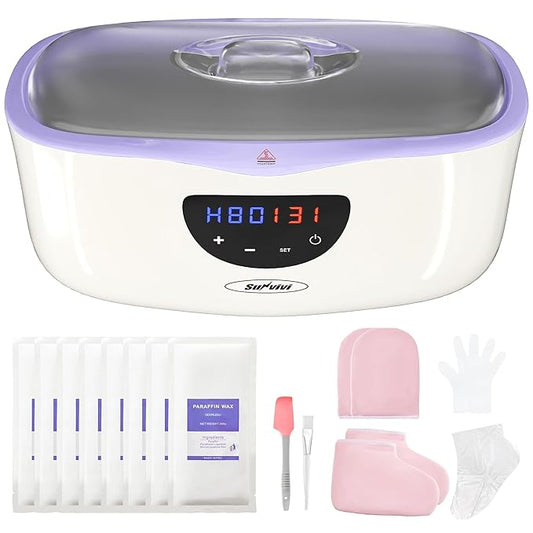 4000ml Paraffin Wax Machine for Hands and Feet, Paraffin Wax Warmer Kit with Auto-time & Temperature Control, Paraffin Bath Machine for Hands w/ 8Pack Refills, Purple