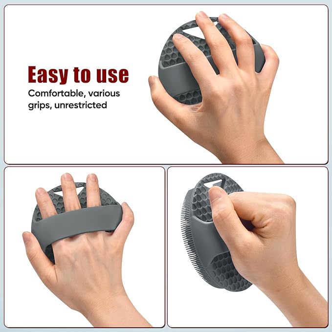 Silicone Body Scrubber for Men Women - Anti Zinc Infused-Exfoliating Body Wash Scrubber,Heavy nodes Deeply Relieve,Vascular plaques,Lymphatic Drainage,Blood Circulation- Gray