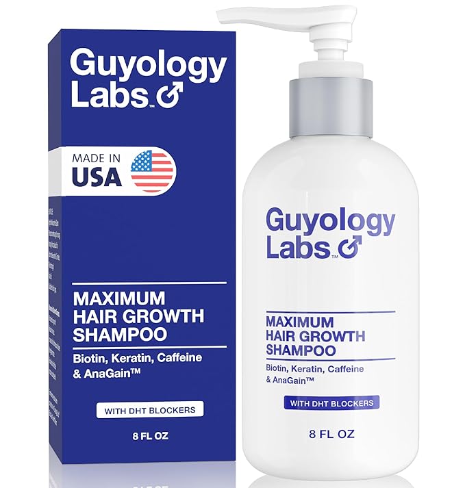 Hair Growth Shampoo For Men - With Conditioner for Thinning Hair - Natural DHT Blockers To Reduce Hair Loss - AnaGain™ - Biotin and Keratin Best for Growth and Thickening - Made in USA - Guyology Labs