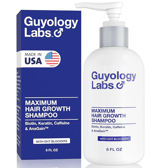 Hair Growth Shampoo For Men - With Conditioner for Thinning Hair - Natural DHT Blockers To Reduce Hair Loss - AnaGain™ - Biotin and Keratin Best for Growth and Thickening - Made in USA - Guyology Labs