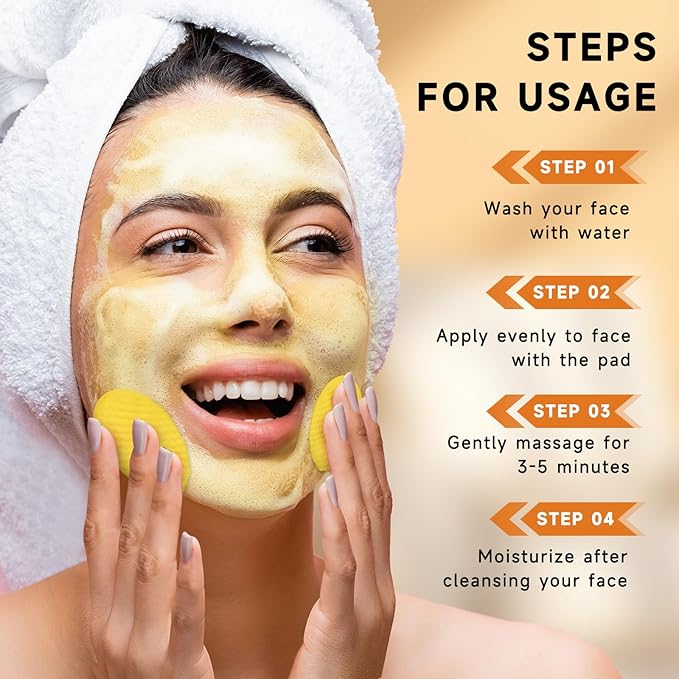 Turmeric Kojic Acid Cleansing Pads, Turmeric Face Scrub Pads Enriched with Kojic Acid, 50PCS