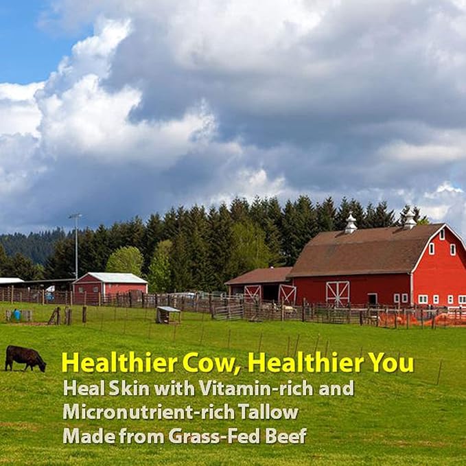 Vintage Tradition Beef Tallow All Purpose Balm - Healing, Hydrating Peppermint Skin Care Salve Replaces Body Lotion, Hand Cream, More - Essential Oil, Olive Oil, and Grass-Fed Tallow, 2 fl. oz.