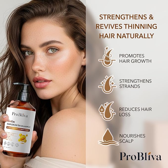 Biotin Hair Growth Shampoo for Thinning Hair in Adults 30+ – Strengthening Formula with Biotin & Rosemary – Reduces Shedding, Supports Fuller, Stronger Hair – Sulfate-Free, 16.9 fl oz