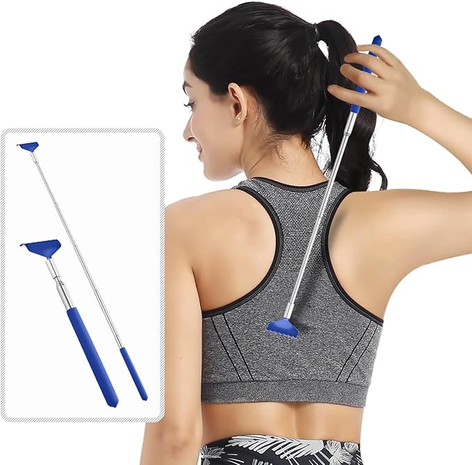 2 Pack Portable Extendable Back Scratcher, Stainless Steel Telescoping Back Scratcher with Beautiful Present Packaging(Blue)