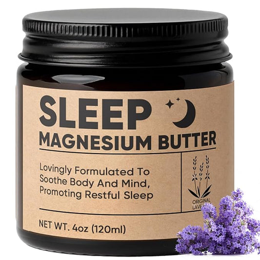 Magnesium Butter for sleep – Magnesium Cream with Arnica & Essential Oils, Shea & Mango Butter for Relaxation – Nighttime MagnesiumLotion for Legs, Arms or Chest(Lavender) (A)
