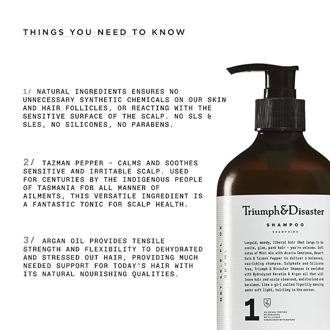 TRIUMPH & DISASTER | Shampoo, Deep Cleansing - Soothes & Hydrates Sensitive, Dry and Damaged Hair & Scalp with Keratin for Men & Women, 16.9 fl oz