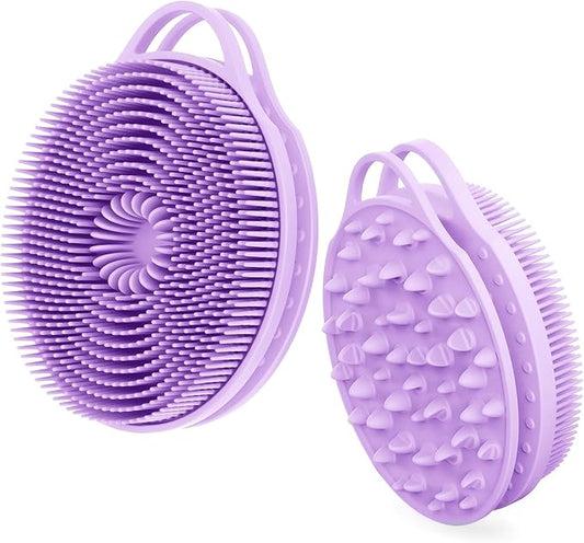 2 in 1 Silicone Body Scrubber, Anti Cellulite Massage Scrubber, Exfoliating Shower Brush for Men & Women, Removes Dead Skin, Reduces Cellulite, Improves Circulation, Fast Dry, Non Slip (1PC, Lavender)