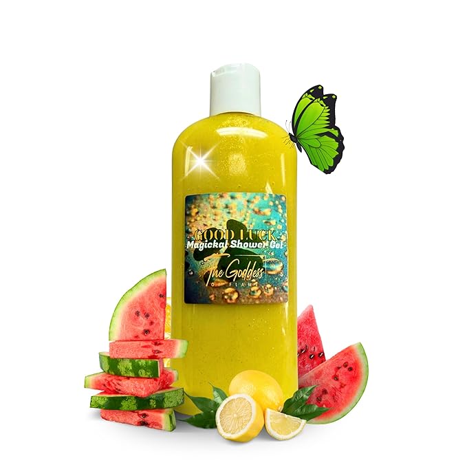 Good Luck Shower Gel – 8 oz Handmade Body Wash Charged at Altars for Positive Energy & Success – Watermelon Lemonade Scent – Wiccan, Pagan, Hoodoo, Magick Ritual Use