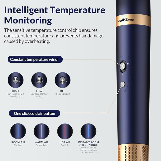 6 in 1 Professional Hot Air Styler, Hair Dryer Brush Set for Curling, Fast Drying, Smoothing, Volumizing, Multi Hair Styling Tools with Travel Case - No Heat Damage - Suitable for All Hair Styler