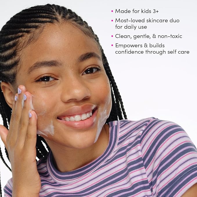 Evereden Barbie Limited Edition Kids Happy Face Duo + Exclusive Accessories | Multi-Vitamin Face Wash & Cream Set with Stickers + Bracelets | Clean Skin Care for 3+ | Barbie Gift Box for Kids