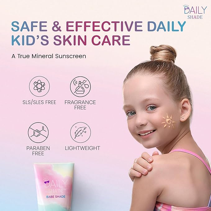 Babe Shade Kids Tinted Mineral Sunscreen for Face with SPF 30 - Non-Nano Zinc, Reef Safe, Travel Size Water Resistant & Hypoallergenic Skin Care Formula for All Types of Skin Tone - Pack 3