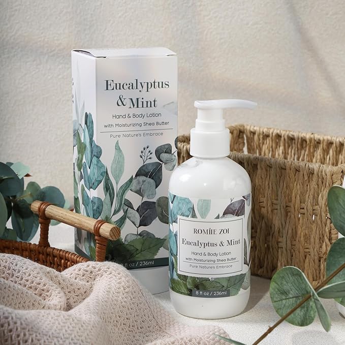 ROMIIE ZOI Daily Hand & Body Lotion with Moisturizing Shea Butter - Eucalyptus & Mint - 236 ML / 8 FL OZ