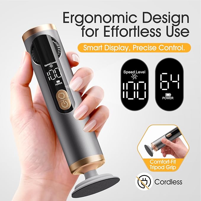 Electric Callus Remover for Feet, Rechargeable Pedicure Tools for Feet with 40PCS Sandpaper Discs, Adjustable Speed Heel Scraper for Cracked Heels, Foot Care Scrubber File for Dry Dead Skin