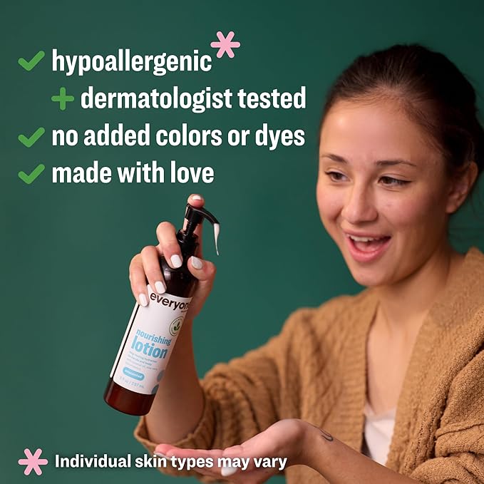 Everyone 2-in-1 Lotion for Hands/Body, 8 ounce (Pack of 2) Unscented made for Men and Women