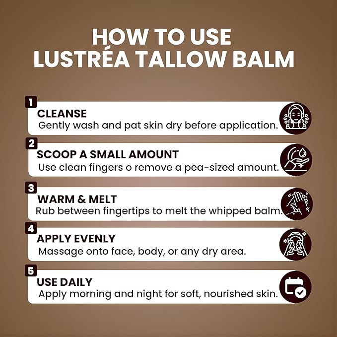 Whipped Tallow Cream 4oz | Grass Fed Beef Tallow Balm for Face & Body |Tallow Moisturizer for Dry Skin, Sensitive Skin (120 gram, Clean Cloud)