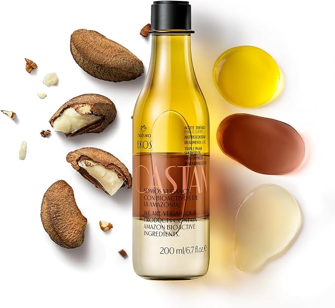 natura - Brazil Nut Triple Phase Body Oil - Nourishing Amazonian Brazil Nut Oil with Omega 6 & 9 - Vegan Hydrating, Softening & Fragrant Moisturizer - 6.7 fl oz (200 ml)