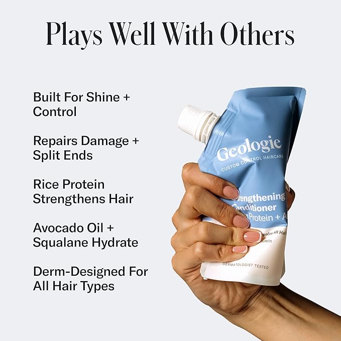 Geologie Strengthening Conditioner | Rice Protein + Avocado Custom Control Haircare | 8 fl oz