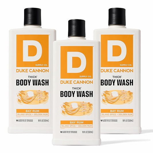 Duke Cannon THICK High-Viscosity Body Wash for Men, Bay Rum Scent with Minerals & Aloe, Paraben-Free, 17.5 oz (Pack of 3)