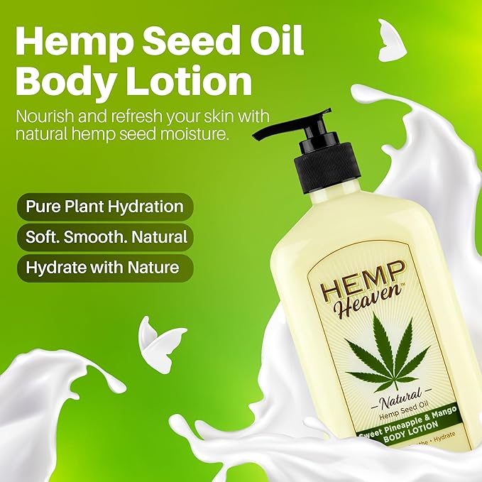 Hemp Heaven Hemp Lotion - Lotion Strawberry Dream with Pineapple & Mango Scent - Natural Hemp Seed Oil, Paraben-Free, 18 oz, Made in USA, Nourishing for Men & Women, EWG Verified, Anti-Aging