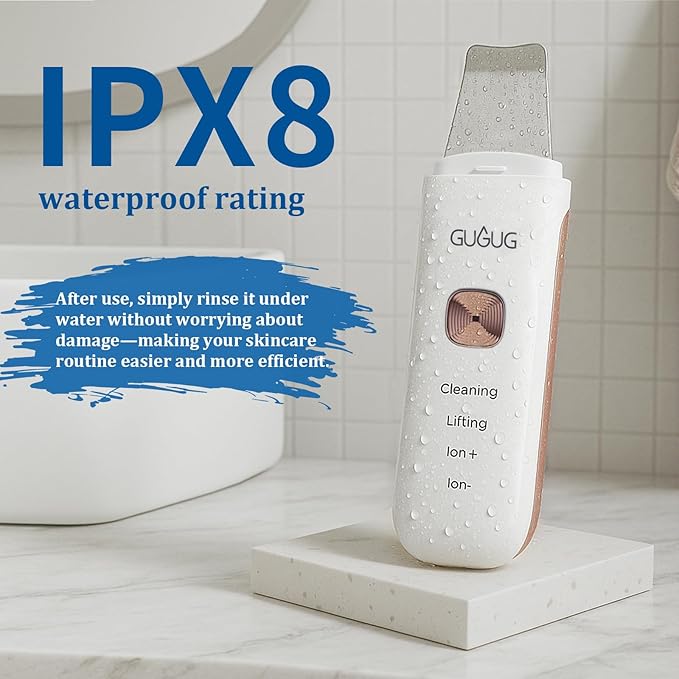 GUGUG Skin Scrubber 4-in-1 Waterproof Facial Spatula for Deep Cleansing, Blackhead Removal Tools, Pore Cleaner for Face