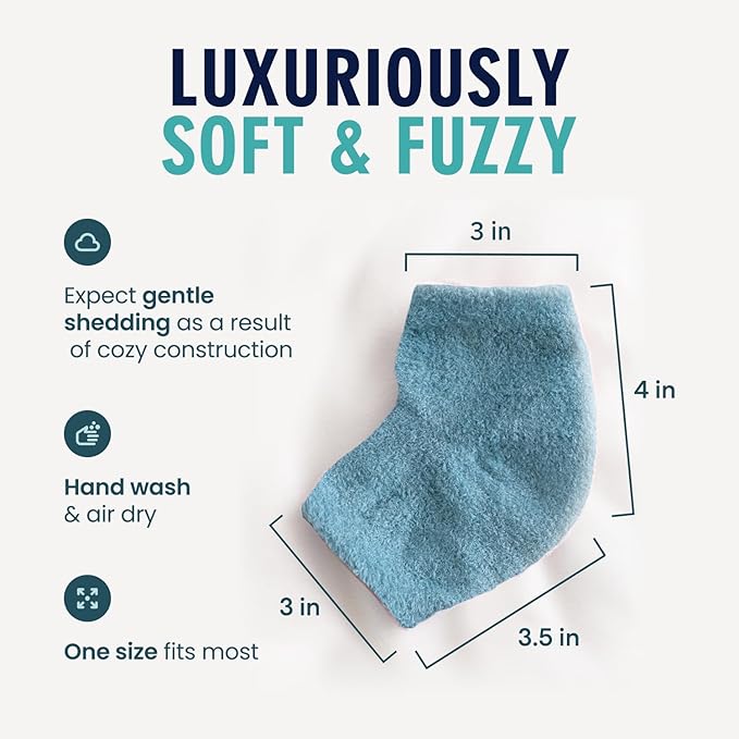 Dr. Frederick's Original Moisturizing Fuzzy Heel Socks for Dry Cracked Heels Treatment - Infused with Olive Oil, Jojoba Oil and Vitamin E - 2 Pairs - Stocking Stuffers for Adults - Teal Tranquility