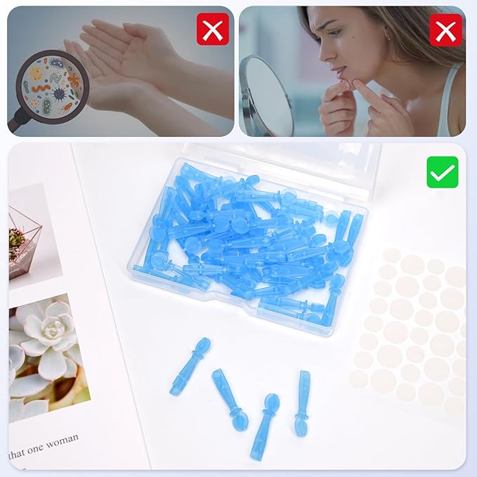 50 Pack Disposable Acne Pimple Popper Needles and 72 Dots Pimple Stickers, for Whitehead Acne Closed Mouth Needle (50 Pack)