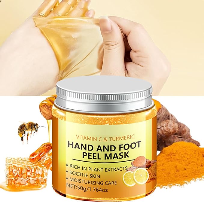 Vitamin C & Turmeric Hand and Foot Peel Mask - Moisturizing Hydrating Exfoliating Hand Film Hands Wax Peeling Masks Milk Honey for Dry Rough Cracked Skin Care for Women and Men, 50g / 1.76Oz
