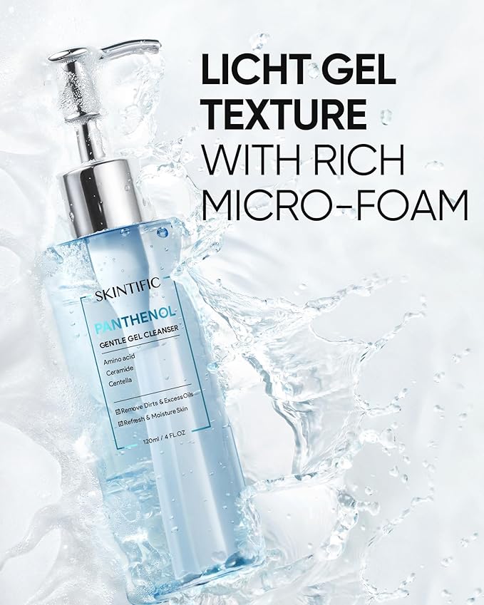 Panthenol Gentle Foaming Facial Cleanser | Daily Oil Control Face Wash for Women & Men, Soothes Troubled Skin, Amino Acid + Ceramide, Balances Skin Barrier, Smooth & Refreshed Complexion