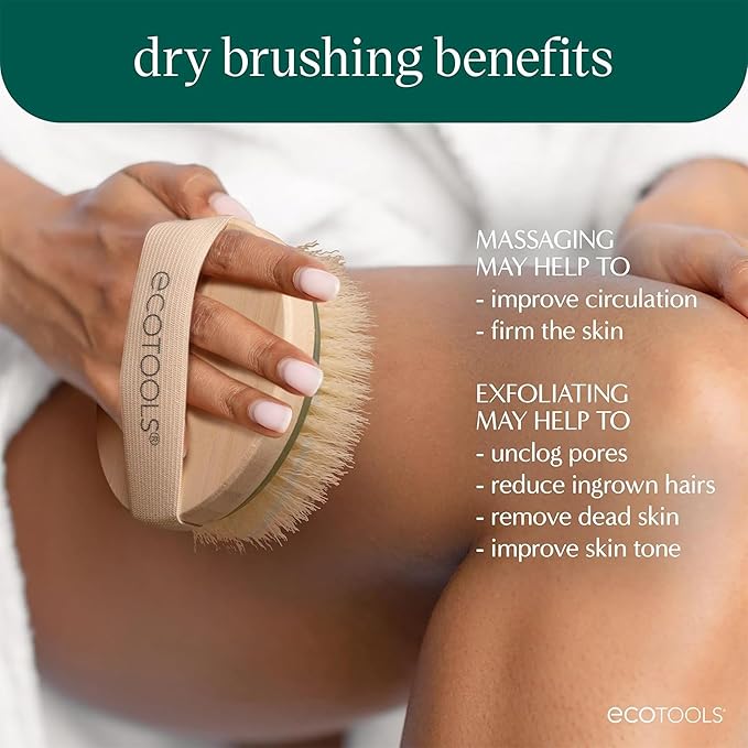 EcoTools Dry Body Brush for Circulation, Dead Skin Removal + Exfoliating Body Scrubber Bath Net, Inspired by The African Net Sponge, Self-Care Gifts