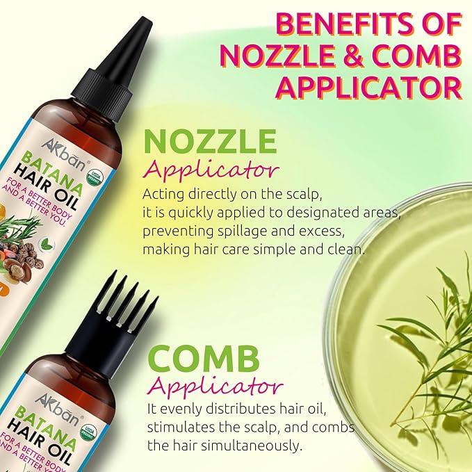 Hair Growth Oil with 100% Pure Batana, Castor, Rosemary & Pumpkin Seed Oils – Infused with Biotin, Keratin & Vitamin E – Strengthening & Thickening Treatment for Healthy Hair – 4 FL OZ