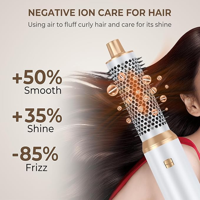 Blow Dryer Brush 5 in 1, Upgrade Hair Dryer Brush Air Curler Air Curling Wrap Styler, Detachable Hot Air Brush Negative Ion Curling Brush Iron, Hair Styling Tools for Drying Curling Straightening