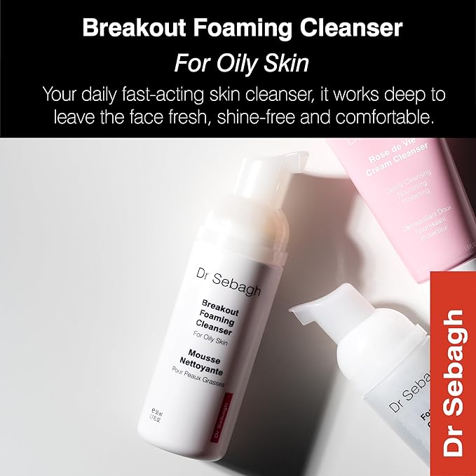 Dr Sebagh Breakout Foaming Cleanser (1.7 fl oz) - Face Wash for Acne Prone/Oily Skin - Purifies, Clears & Hydrates - Foam Face Wash for Oily Skin - Deep Pore Cleanser - Travel Size Facewash