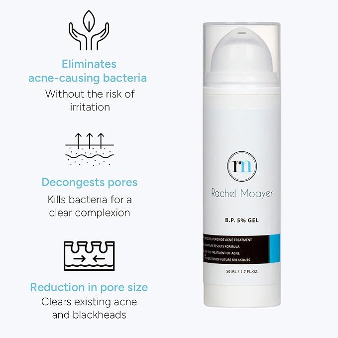 RM Benzoyl Peroxide Face & Body Gel 5% Medical grade Micronized benzoyl peroxide (without the prescription) acne treatment