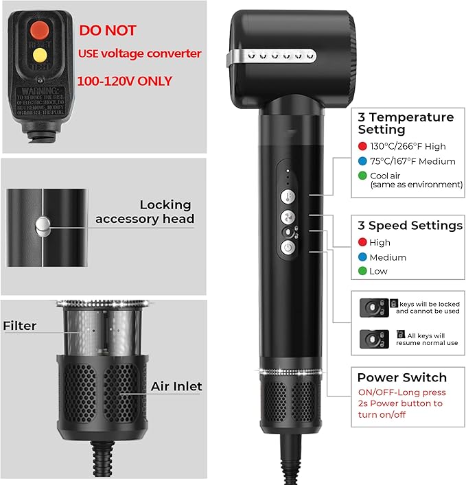 Hair Dryer Brush 7 in ONE, Detachable Fast Drying, Volumizing, Curling, Straightening, Ionic Hair Dryer with Diffuser, Powerful Blow Dryer Brush with Auto- Wrap Curler, Hair Styling Tools Storage Case