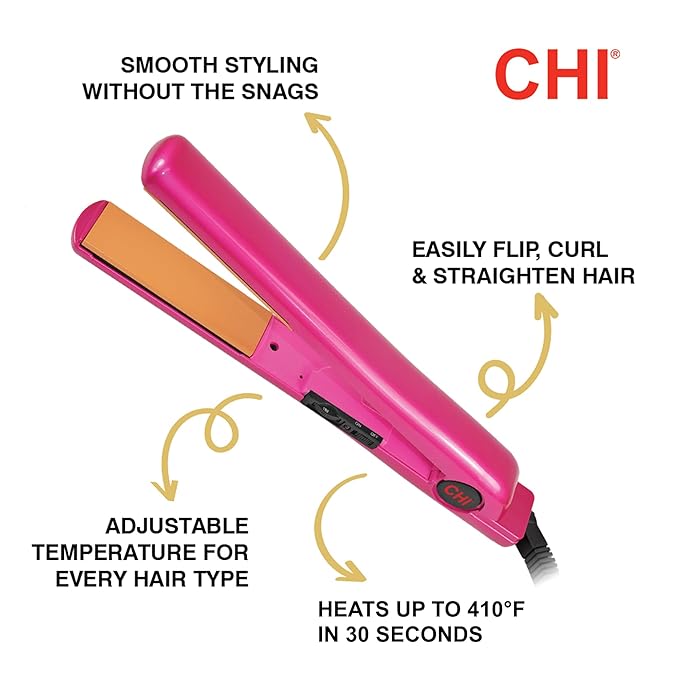 CHI Tourmaline Ceramic Series Flat Iron, Hair Straightener For Silky, Smooth Hair, 392°F Maximum Temperature, 1" Iron