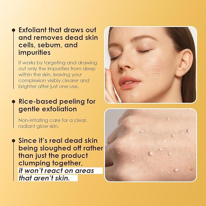 Face Peel Shot Glow Black & White Rice Exfoliating Ampoule Extract Peeling, Pore Minimizing & Deep Hydration Face & Body Scrub Serum, Support Dead Skin Cell Remover -80ml/2.7Fl oz