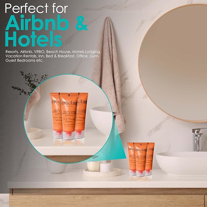 World Amenities Nectar Hand & Body Lotion | 50 Count, 1 oz | Sweet Orange Blossom, Mini Travel Size Toiletries (100% Recyclable Tube with Flip Top Cap) Hotel Amenities, Suitable for All Skin Types