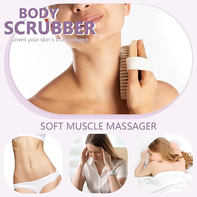 4 Pcs Dry Brushing Body Brush Exfoliating Body Brush Dry Brushing Body Brush for Lymphatic Drainage Back Circulation Improvement Dead Skin Remove Beauty Exfoliator