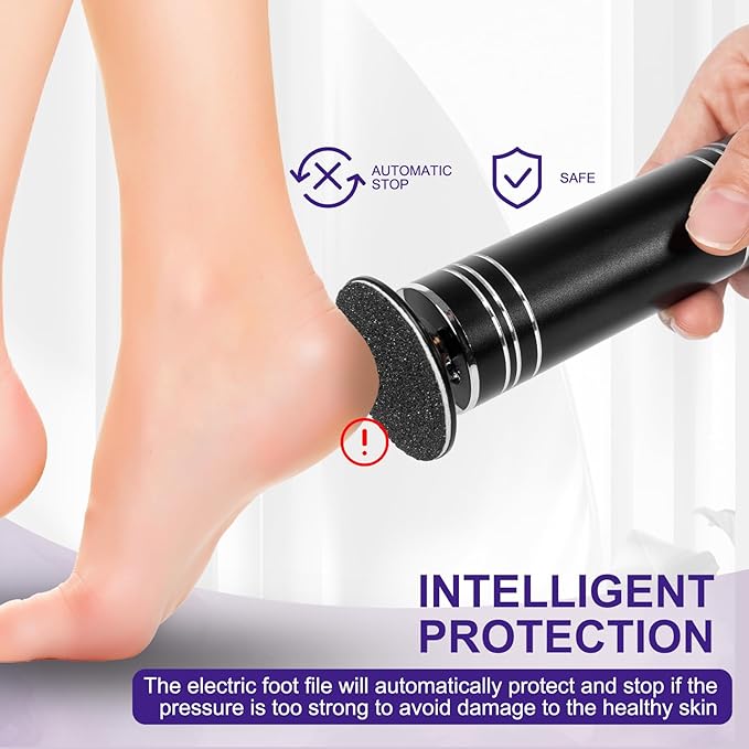 krofaue 1000RPM Electric Callus Remover - Professional Aluminum Foot File Adjustable Pedicure Tool with 60pcs Sandpaper Discs for Dead Skin at Home