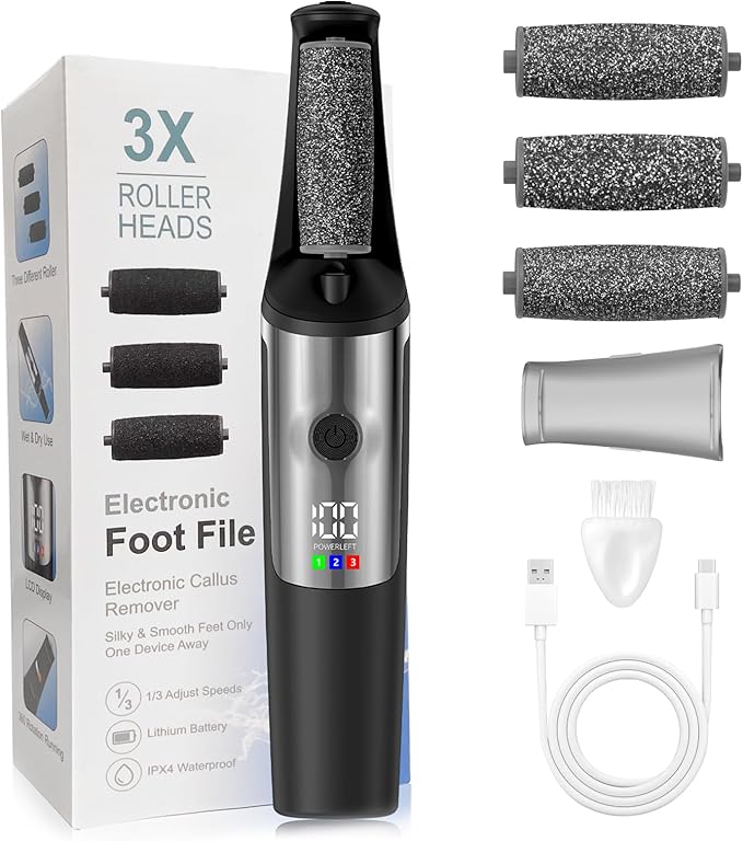 Electric Foot Callus Remover,Smooth Pedicure Wand Rechargeable Electric Foot File,Professional Pedicure Tools for Dry, Dead, Cracked, Hard Skin, at Home Feet Spa Care Kit for Men & Women