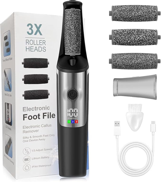 Electric Foot Callus Remover,Smooth Pedicure Wand Rechargeable Electric Foot File,Professional Pedicure Tools for Dry, Dead, Cracked, Hard Skin, at Home Feet Spa Care Kit for Men & Women