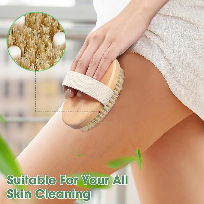 Gejoy 20 Pcs Dry Brushing Body Brush Exfoliating Brush with Massage Nodule Dry Skin Body Scrubber for Shower Bath Back Circulation Improvement Dead Skin Exfoliator (4.92 x 2.56 Inches,Wood Color)