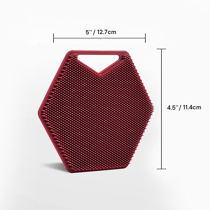 TOOLETRIES Body Scrubber - Silicone Exfoliating Scrubber - Bathroom & Shower Accessories for Men, Travel Essentials for Men - Durable & Long Lasting Body Wash Scrubber - Burgundy
