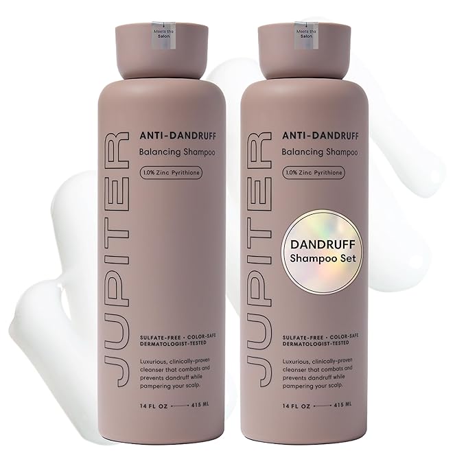 Jupiter Anti Dandruff Shampoo - Shampoo for Men & Women for Flaky, Itchy, Oily, & Dry Scalp - Nourishes Scalp and Reduces Breakage & Flakes - Color-Safe, Sulfate-Free, Paraben-Free - 2 Pack