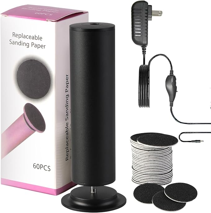 Electric Foot Callus Remover, Callus Remover for Feet, Foot File Grinder Tool with Speed Controller, Electric Callus Remover with 60pcs Replacement Sandpaper Disk for Women Men, Black