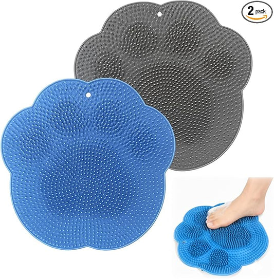 Shower Foot Scrubber Mat – Silicone Foot Brush with Non-Slip Suction Cups, Exfoliating & Massage Pad for Feet and Back Cleaning, Refreshing Shower Experience (2-Pack)
