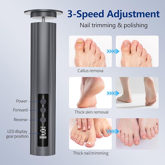 Electric Feet Callus Remover, Foot Callus Remover, 9-Speed Adjustable Foot Grinding Tool, 2600mAh Battery, Includes 100 Sandpaper Sheets and Grinding Heads,Pedicure Tools for Dead Skin
