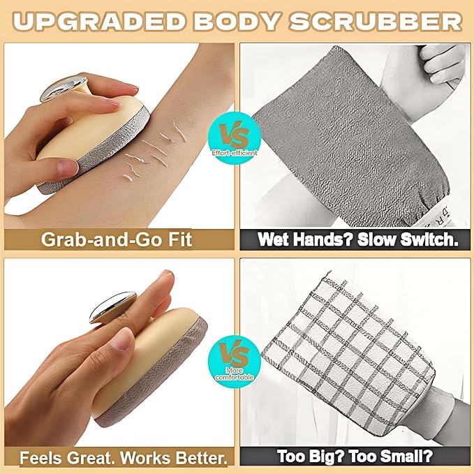 New Deep Exfoliating Body Scrubber, Upgraded Traditional Exfoliating Body Scrubber & Glove, Deep Exfoliating Bath Sponge for Women and Man, Body Brush, Exfoliator & Dead Skin Remover