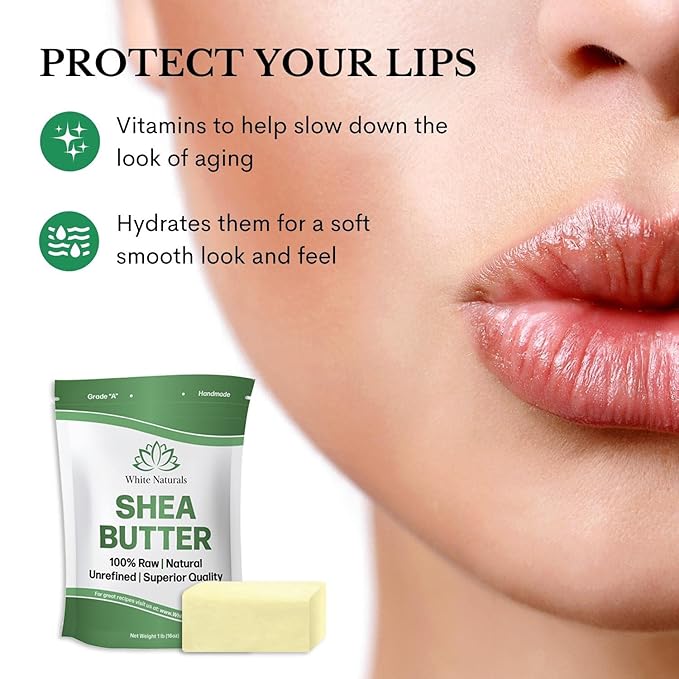 White Naturals Shea Butter 8 oz Pure, Raw, Unrefined, African, Grade A, Ivory, Perfect Skin Moisturizer, DIY Lip Balms, Stretch Marks, Recover Sun Damage, Whipped Body Butter